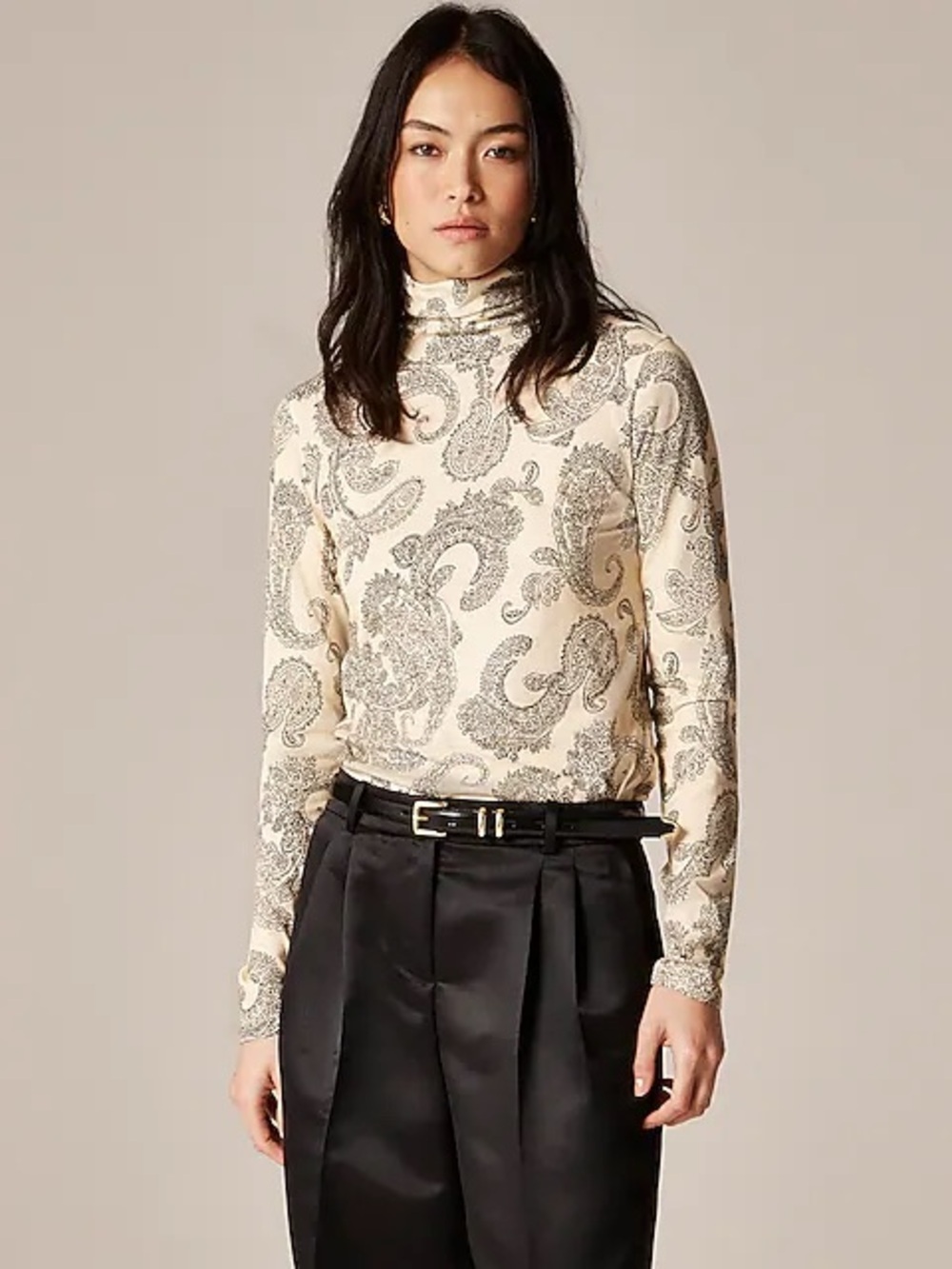 J.Crew Feather Jersey Paisley Cotton Turtleneck S Lightweight
